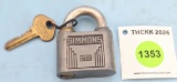 Lot of 2: Simmons Cadmium finish lock w/ key; Oak leaf lock (with key)