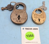 Lot of 2: Simmons Quality 6 lever (with key); Simmons cast brass lock (with key)