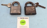 Lot of 2: Simmons Cadmium lock (with key); Simmons cast iron lock (with key)