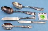 Lot of 5: Simmons Hardware (2) serving spoons; Simmons Hardware butter spreader; small Keen Kutter k
