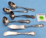 Lot of 6: Simmons hardware; sugar spoon; 2-small ladle; serving spoon; 2-butter spreaders