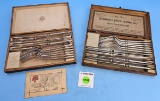 Lot of 2: Simmons Hardware in wooden box each has 6 knives and 6 forks one of them is No 12
