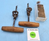Lot of 3: (2) KK Corkscrew; Winchester Crystal Cleaner Bottle with Label