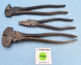 Lot of 3: Diamond Edge Lineman Pliers; NS Hardware Diamond Edge Fence Pliers; Diamond Edge 1932 Fenc