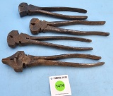 Lot of 4: Lakeside Fence Pliers, Needle Nose Head Fence Pliers, Utica #29 Fence Pliers, Kilborn