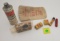 Lot of Winchester items, disposable camera, steel air rifle shot, cartridges, ball powder, canvas ba