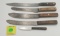 Lot of 4 ,3 Winchester butcher knives, and a pairing knife