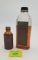 Lot of 2 Glass bottles, Gun juice, Misc. oil. Paper labels and both partial