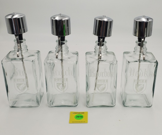 Set of 4 Ducks Unlimited glass decanters