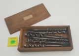 Lot of 11 Winchester auger bits in wooden Winchester box