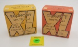Lot of 2 Economy one piece boxes, 12 gauge, shot shells, orange and yellow, empty