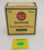 Remington one piece 12 gauge box, klean bore, shur shot shells, full original shells