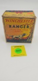 Winchester one piece 12 gauge shell box, ranger loaded shot shells, smokeless, full