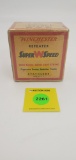 Winchester one piece 20 gauge shell box, Super W speed, repeaters, long range-short shot string. Ful