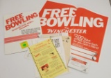 Lot of Winchester store display for Free Bowling w/stack of bowling coupons