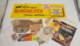 Large lot of Winchester signs, pamphlets, booklets, collector cards, rebates and certificates