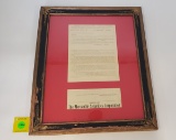 Framed Reseller contract w/Winchester