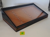 Tapered Winchester knife display w/ drawer in back 25 x 14 3/4 x 7