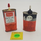 Lot of 2 Sears gun oil cans, one is partial, the other is empty