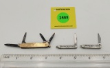 Pocket Knives: Lot of 3, two advertising miniature knives (WS), 4 blade English steel knife (WS)