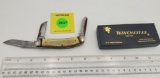 Pocket Knife: Winchester W15 3949, Yellowboy, Goldstone Handle, 3-Blade w/ Black Box (GS), Some Corr