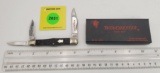 Pocket Knife: Winchester W15 3971-89, 3-Blade, Black Jigged Handle w/ Black Box (GS)