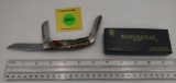 Pocket Knife: Winchester W15 3049-1/2-92, Goldstone Handle, 3-Blade w/ Black Box (GS).  Some corrosi