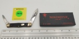 Pocket Knife: Winchester W15 2903-90, 2-Blade, Black Jigged Handle w/ Black Box (GS)