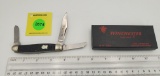 Pocket Knife: Winchester W15 3964-87, 3-Blade, Black Jigged Handle w/ Black Box (GS)