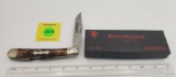 Pocket Knife: Winchester W15 1950-89, 1-Blade, Stag Handle w/ Black Box (GS)