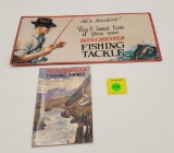 Lot of 2, Winchester Fishing Tackle Catalog 1924, Metal Winchester Fishing Tackle sign