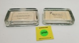 Lot of 2 Glass paperweights, Remington and Browning