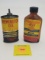 Lot of 2 Remington Oil, glass bottle paper label empty, tin bottle full