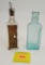Lot of 2 glass oil bottles, Remington UMC Rem Oil empty, Red X paper label empty