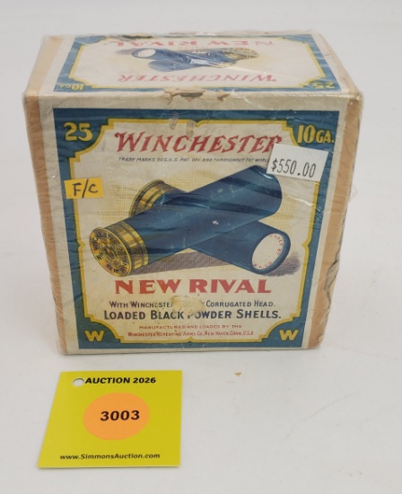 Winchester 10G two piece box, New Rival black powder shells, full