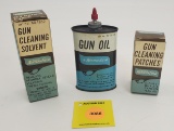 Lot of 3 Western Field Gun oil, cleaning solvent and patches