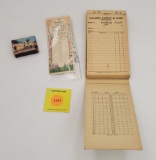 Lot of 3, Winchester Lou's Gun Shop Matches, Barthel's The Winc Store Game Card, The Winc Store Rece