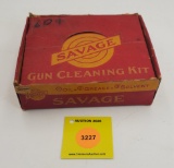 Savage Gun Cleaning Kit with gun oil empty, solvent paper label full, gun grease partial