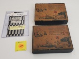 Lot of 3, two Bull's Eye Insurance boxes including solvent, rust off, gun oil, Paperwork notes on cl