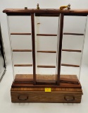 Wooden Display case with drawer and lock and keys