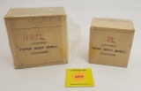 Lot of 2, 28G and 12G one piece boxes, loaded paper shot shells dummies, full