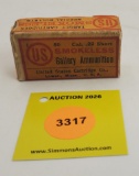 US 22 short one piece box, smokeless gallery ammunition, full