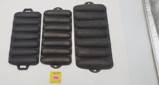 Krusty Korn Kob Mould: Lot of 3, Wagner Ware No.1319, Varitant Junior, 7 Cups, Pat July 6, 1920. Wag