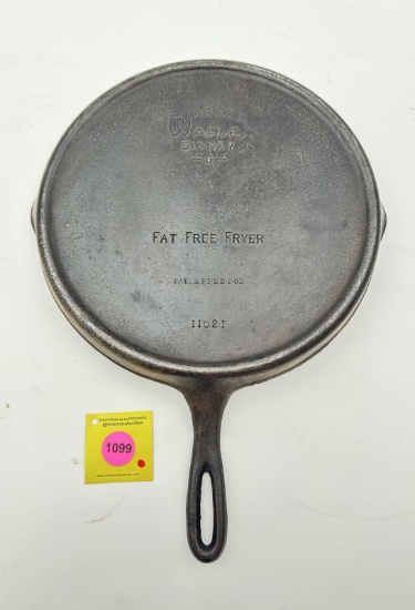 Skillet: Wagner Ware, Sidney O, Fat Free Fryer, Pat. Applied for, marked 1102I