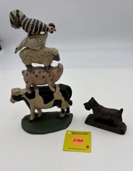 Doorstop & Paper Weight: Lot of 2: Farm Animals Cast Iron doorstop (1). Hamilton Foundry, Quality Ca