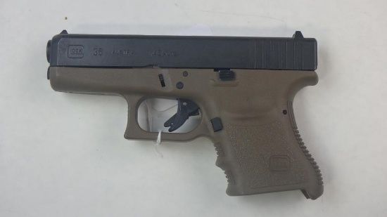 GLOCK 36 PISTOL 45 SN: LNW581 NO MAG, DAMAGED
