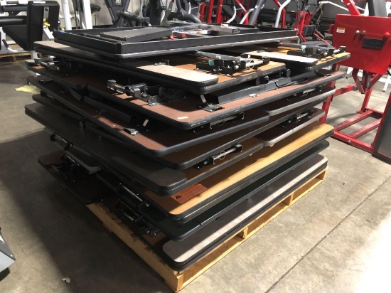 (18) Wood Tables with Folding Metal Legs