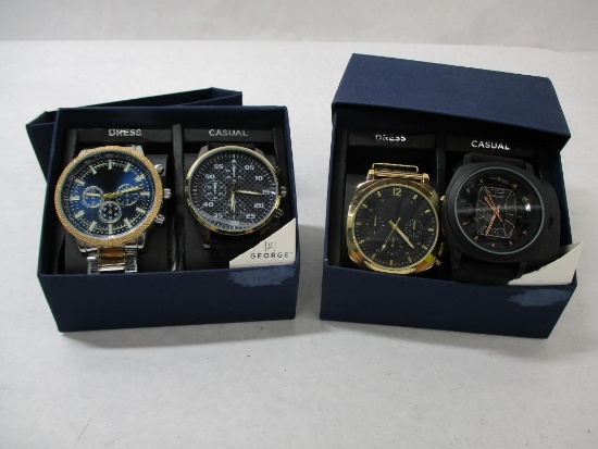 (4PC) Fashion Watches in Two Boxes