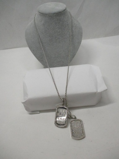 14K WG Necklace With Dogtags (RIP N.A.R. 12.10.83 04.05.08) 5.5 Carats of Diamonds