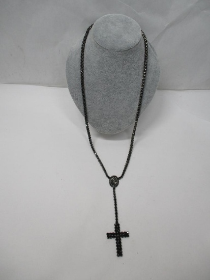 Black Diamond Necklace w/Cross (108gtw)